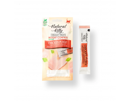 Крем-снек Natural Kitty Treat Chicken Puree, куряче пюре, контроль ваги/для стерилізованих, 4х12 г