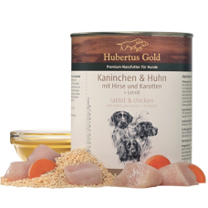 Вологий корм HUBERTUS GOLD Kaninchen & Huhn, кролик та курка з пшоном і морквою, 800 г