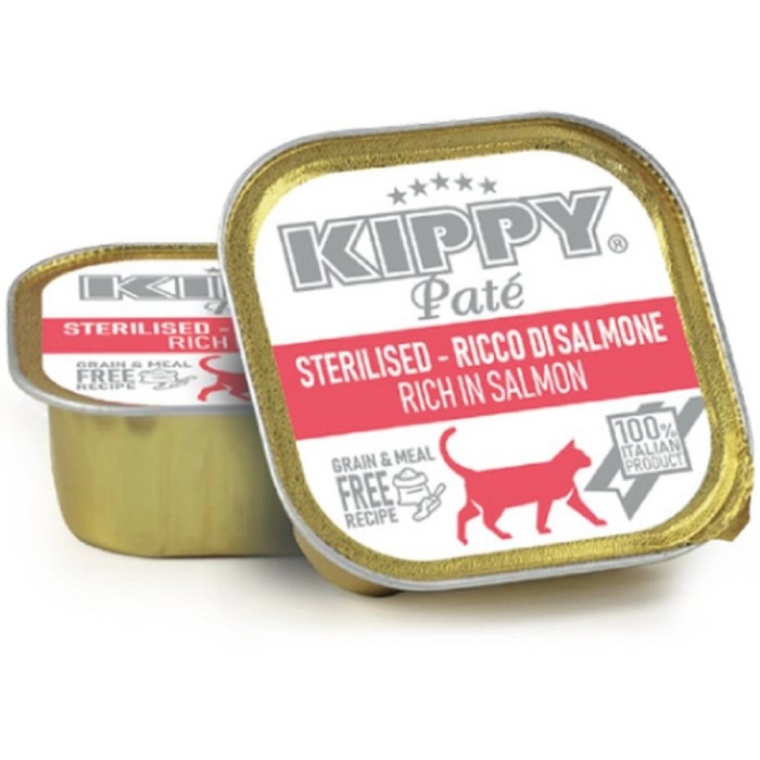 Корм влажный Kippy для стерилизованных кошек "Pate Sterilised Cats Salmon", с лососем, паштет, 90 г