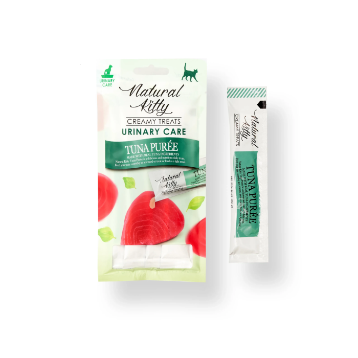 Крем-снек Natural Kitty Treat Tuna Puree, пюре из тунца, уход за мочевыводящими путями, 4х12 г