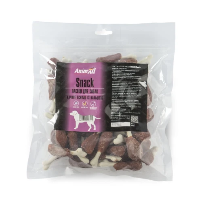 Ласощі AnimAll Snack качине ескімо із кальцієм для собак 500 г, 99555
