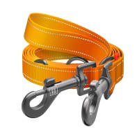 Повідець-перестібка для собак WAUDOG Nylon Mono, світловідбивний, М, Ш 20 мм, Д 300 см, помаранчевий
