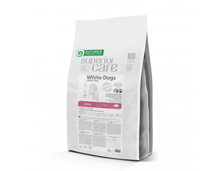 Сухий беззерновий корм Nature's Protection Superior care, для юніорів усіх розмірів з білою шерстю, біла риба, 17 кг