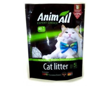 AnimAll "Зелений Смарагд" - Силікагелевий наповнювач для котячого туалету, 2,5 кг/5л