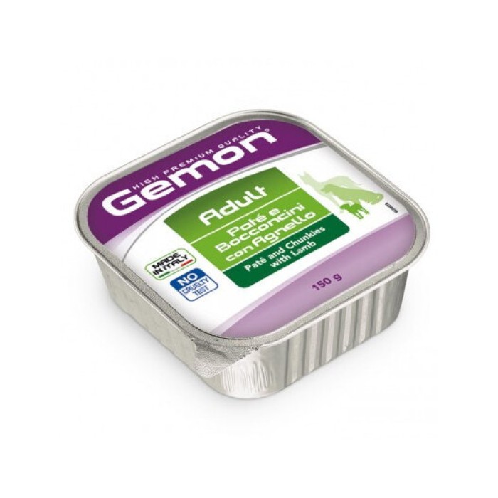 Вологий корм Gemon Dog Adult, м'ясні шматочки в паштеті, ягня 150 г