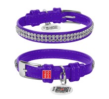 Ошейник для собак кожаный WAUDOG Glamour с QR паспортом, 