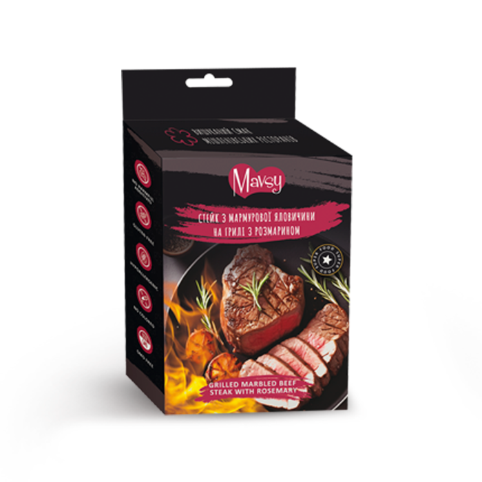 Лакомство для собак Mavsy Refined jerky, стейк из мраморной говядины на гриле с розмарином, 100 г