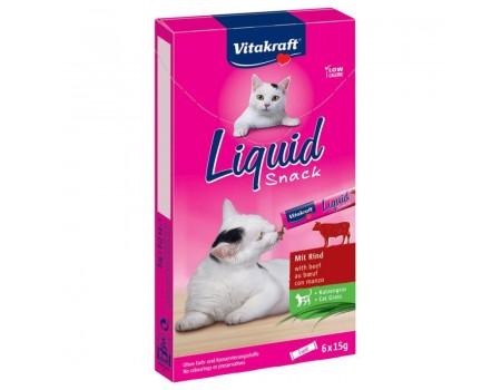 Крем-снек Vitakraft Cat Liquid Snack Multipack, з куркою/яловичиною і котячою травою (2 смаки), 16*15 гр