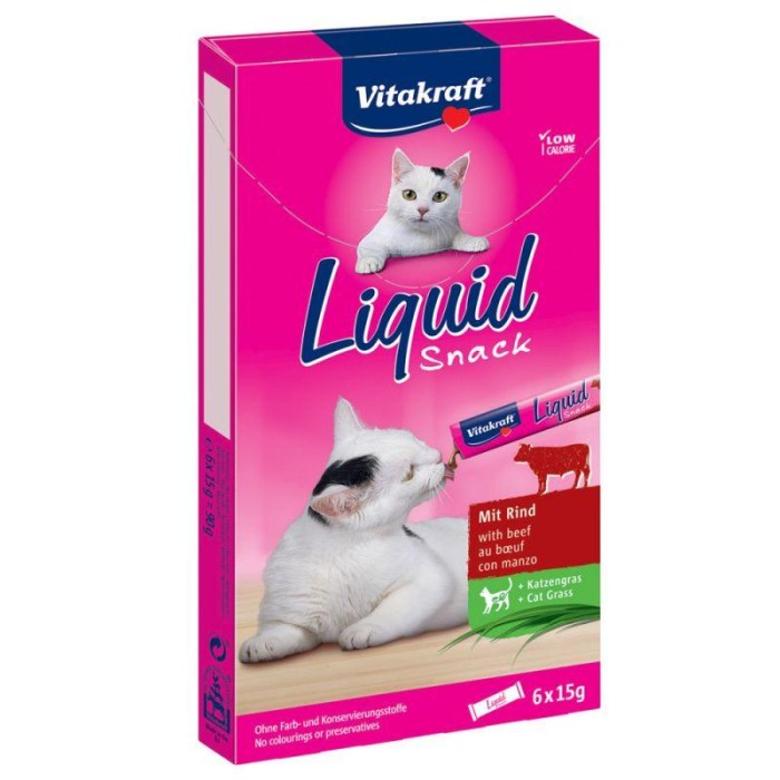 Крем-снек Vitakraft Cat Liquid Snack Multipack, з куркою/яловичиною і котячою травою (2 смаки), 16*15 гр