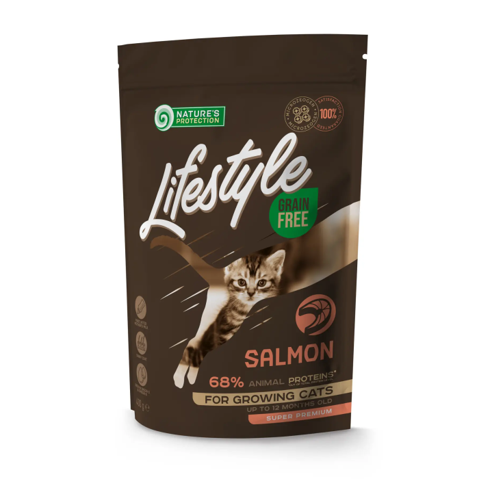 Сухой беззерновой корм Lifestyle Grain Free Salmon Kitten для котят с лососем 1.5 кг