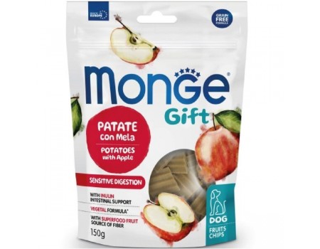 Чипсы Monge Gift Dog Fruit Chips Sensitive digestion картофель с яблоком (веган) 150 г