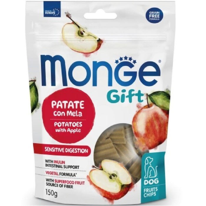 Чіпси Monge Gift Dog Fruit Chips Sensitive digestion картопля з яблуком (веган) 150 г