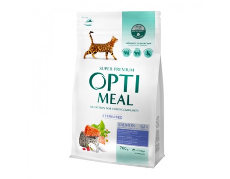 Сухой корм Optimeal, для стерилизованных кошек, лосось, 0.7 кг