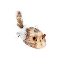 Игрушка для кошек WAUCAT Fun Melodic Мышка со звуковым чипом, искусственный мех, перо, 13 см