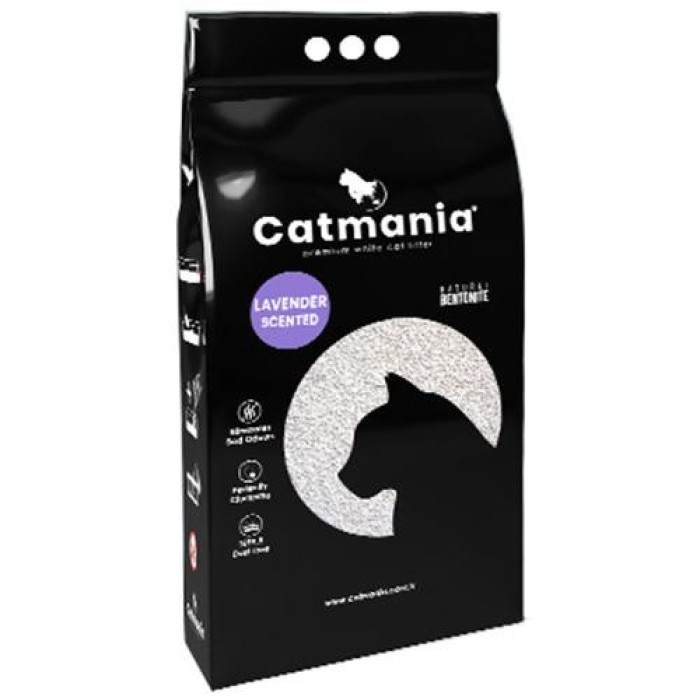 Бентонітовий наповнювач Catmania для кішок із запахом лаванди, фіолетові гранули, 5 л.