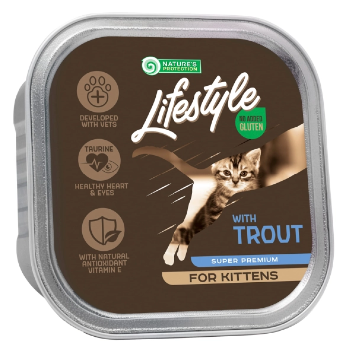 Вологий корм Nature's Protection  Lifestyle Kitten, для кошенят, форель, 85 г