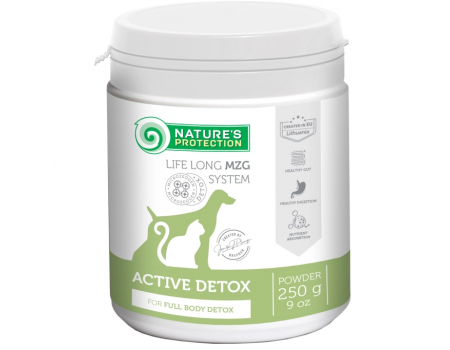 Добавка в рацион Nature's Protection Active Detox, для детоксикации организма взрослых собак и кошек, 250 г