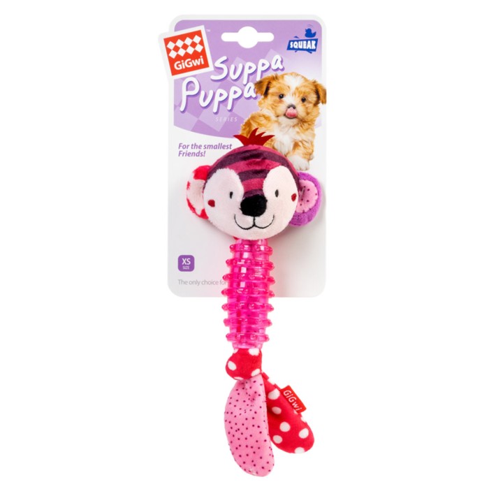 Игрушка для собак Обезьянка с пищалкой GiGwi Suppa Puppa, текстиль, резина, 20 см