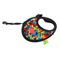 Поводок-рулетка для собак WAUDOG R-leash с контейнером "Блоки" светоотражающая лента S до 12кг 3м
