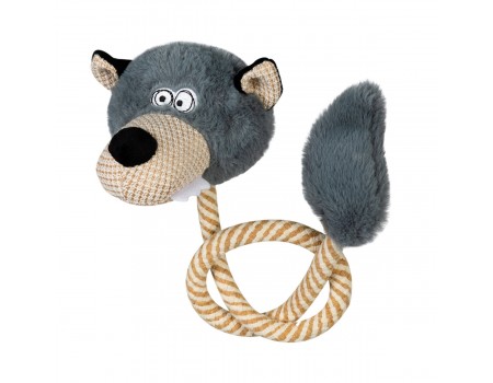 Игрушка для собак Волк с пищалкой и веревкой GiGwi ECO FRIENDZ, переработанный текстиль, L, 76 см