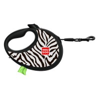 Поводок-рулетка для собак WAUDOG R-leash с контейнером "Зебра" светоотражающая лента S до 12кг 3м