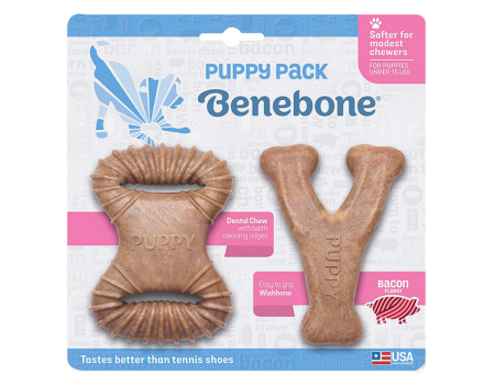 Набір з 2 міцних іграшок для жування Benebone - Кленова гілка+Важіль, зі смаком бекону, для цуценят до 7кг