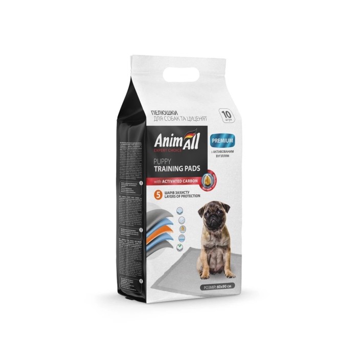 Пелюшки AnimAll 60х90 см з активованим вугіллям. 10 штук