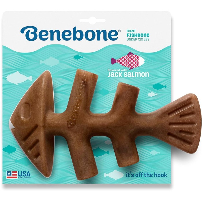 Іграшка міцна для жування Benebone Рибна кістка, зі смаком лосося - GIANT, для собак вагою до 40 кг 
