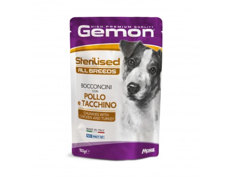 Пауч Gemon Dog Wet Senior/Sterilised курка та індичка, 100 г