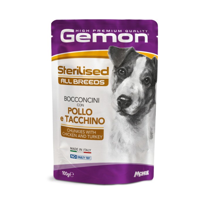 Пауч Gemon Dog Wet Senior/Sterilised курица и индейка, 100 г
