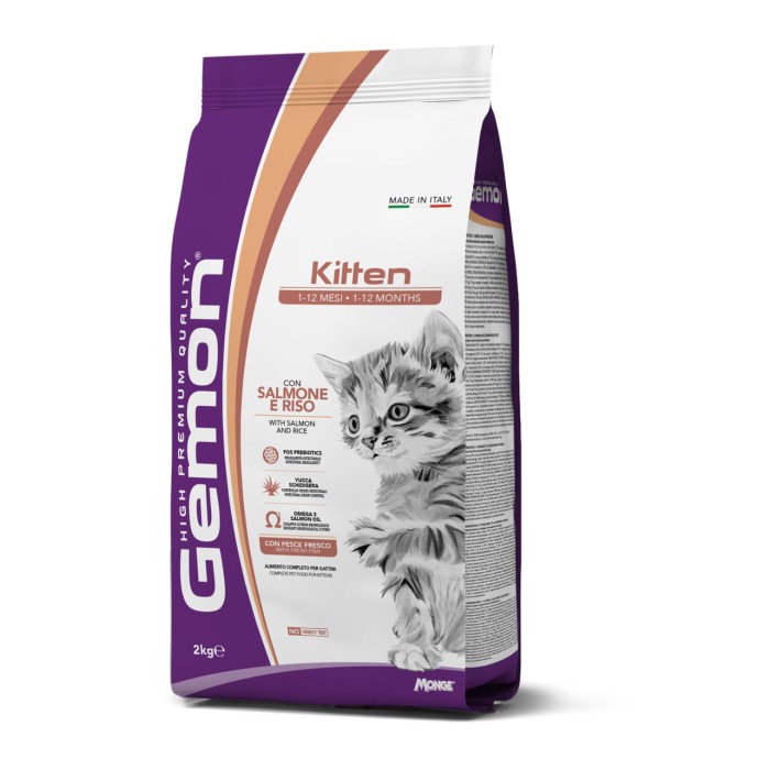 Сухой корм для котят Gemon Cat Kitten лосось с рисом, 2 кг