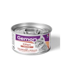 Влажный корм для котят Gemon Cat Wet Kitten, мусс, лосось и курица, 85 г