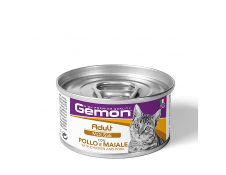 Вологий корм Gemon Cat Wet Adult, мус, курка та свинина, 85 г    