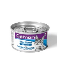 Вологий корм Gemon Cat Wet Sterilised, мус, тунець та свинина, 85 г    
