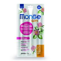 Мясная палочка Monge Gift Cat Skin support треска с красным клевером 15 г (3х5 г)