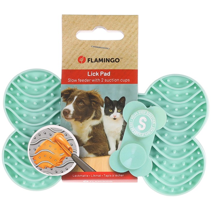 Іграшка - антистрес для собак і котів Flamingo Lick Pad Yummee ФЛАМІНГО ЛИЗАЛЬНИЙ КИЛИМОК, м' ятний, S 15х 8,6х1,9 см