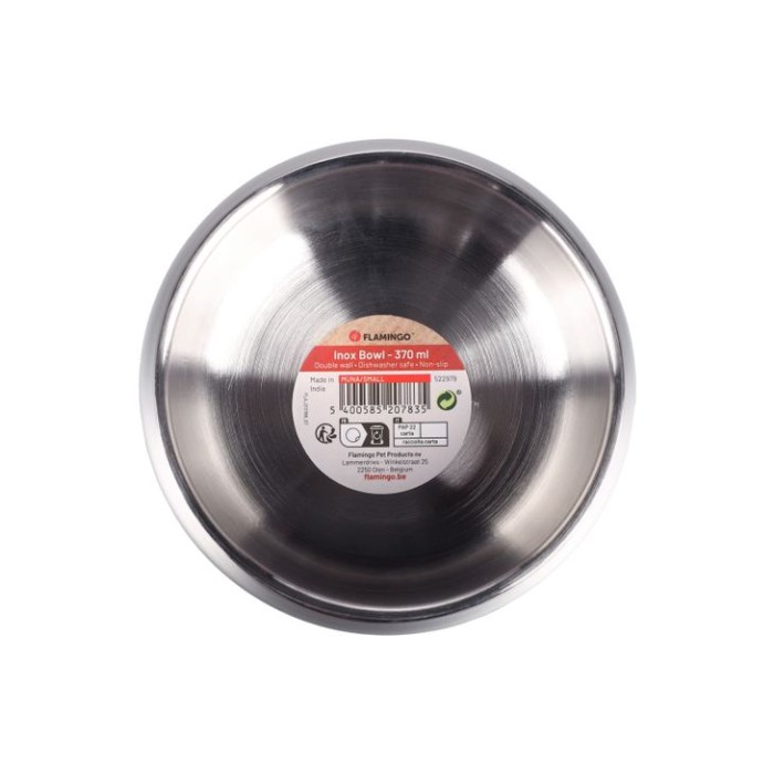 Миска для собак Flamingo Muna Silver МУНА, S 0.37 л, серебро