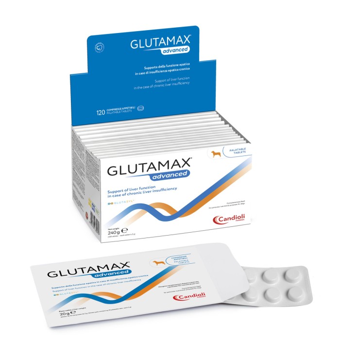 Таблетки Candioli GlutaMax Advanced для поддержания функций печени для собак, 10 таблеток