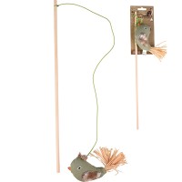 Вудка дражнилка для котів Flamingo Natura Delight Bird  ПТАХ, з котячою м’ятою, довжина ручки 45 см