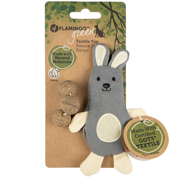 Flamingo Natural Fun Rabbit ФЛАМИНГО КРОЛИК экологичная игрушка с кошачьей мятой для котов