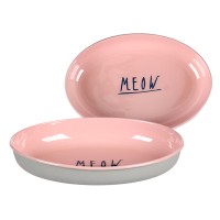 Миска для кошек Flamingo Nell Oval НЕЛЛ ОВАЛЬНАЯ эмалированная, 0,275 л, розовый - серый