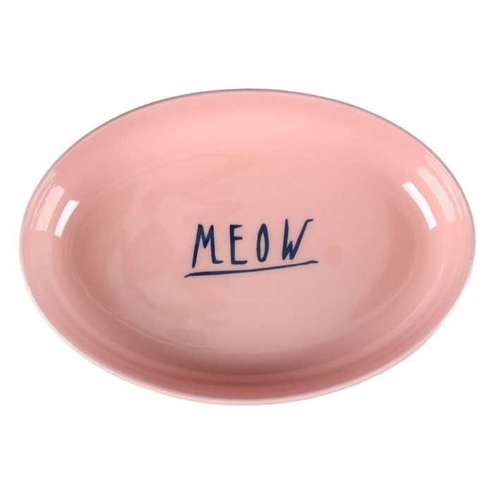 Миска для кошек Flamingo Nell Oval НЕЛЛ ОВАЛЬНАЯ эмалированная, 0,275 л, розовый - серый