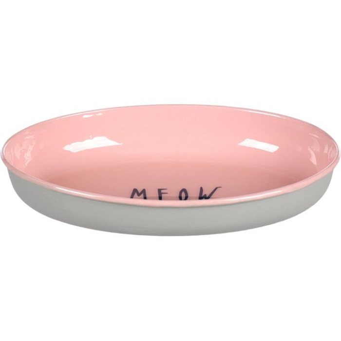Миска для кошек Flamingo Nell Oval НЕЛЛ ОВАЛЬНАЯ эмалированная, 0,275 л, розовый - серый
