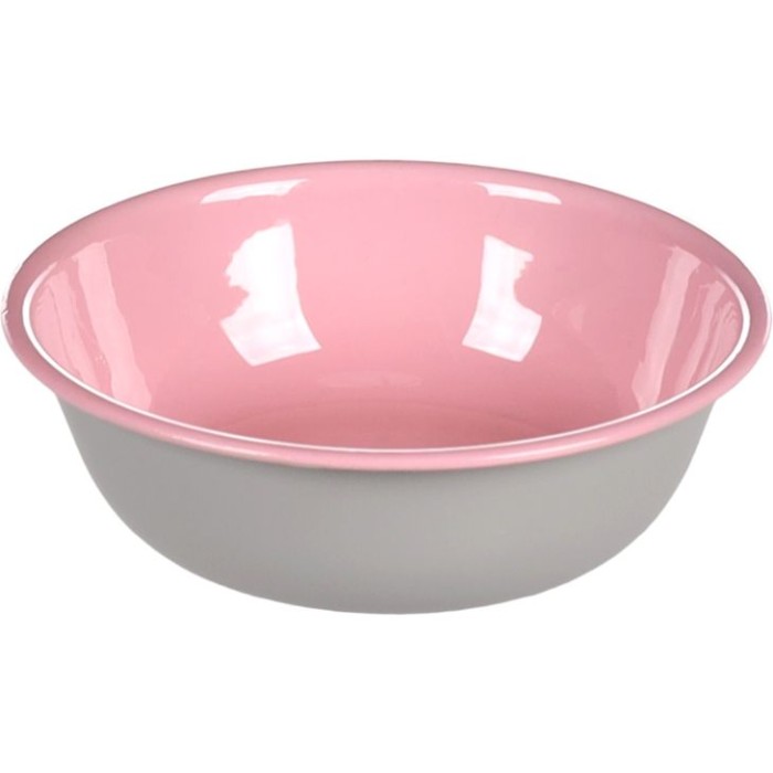 Миска для кошек Flamingo Nell Oval НЕЛЛ КРУГЛАЯ эмалированная, 0.35 л, розовый - серый