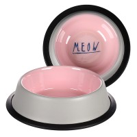 Миска для кошек Flamingo Nell Antislip АНТИСЛИП, эмалированная, 0.2 л, розовый серый