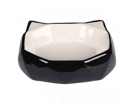 Миска для котів Flamingo Cat Kubo КУБО КЕТ, керамічна, 180мл, чорно-білий