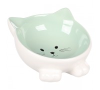 Миска для котів Flamingo Puzi ПУЗІ, керамічна миска, 125 мл, світло-зе..