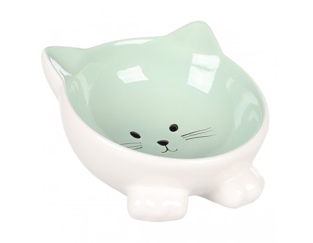 Миска для котів Flamingo Puzi ПУЗІ, керамічна миска, 125 мл, світло-зелений - білий