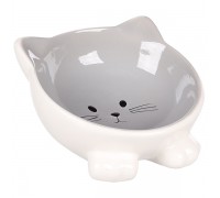 Миска для котів Flamingo Puzi ПУЗІ, керамічна миска, 125 мл, світло сі..