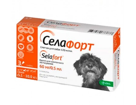 Селафорт для собак 60мг/0,5мл спот он (5,1-10кг) №1